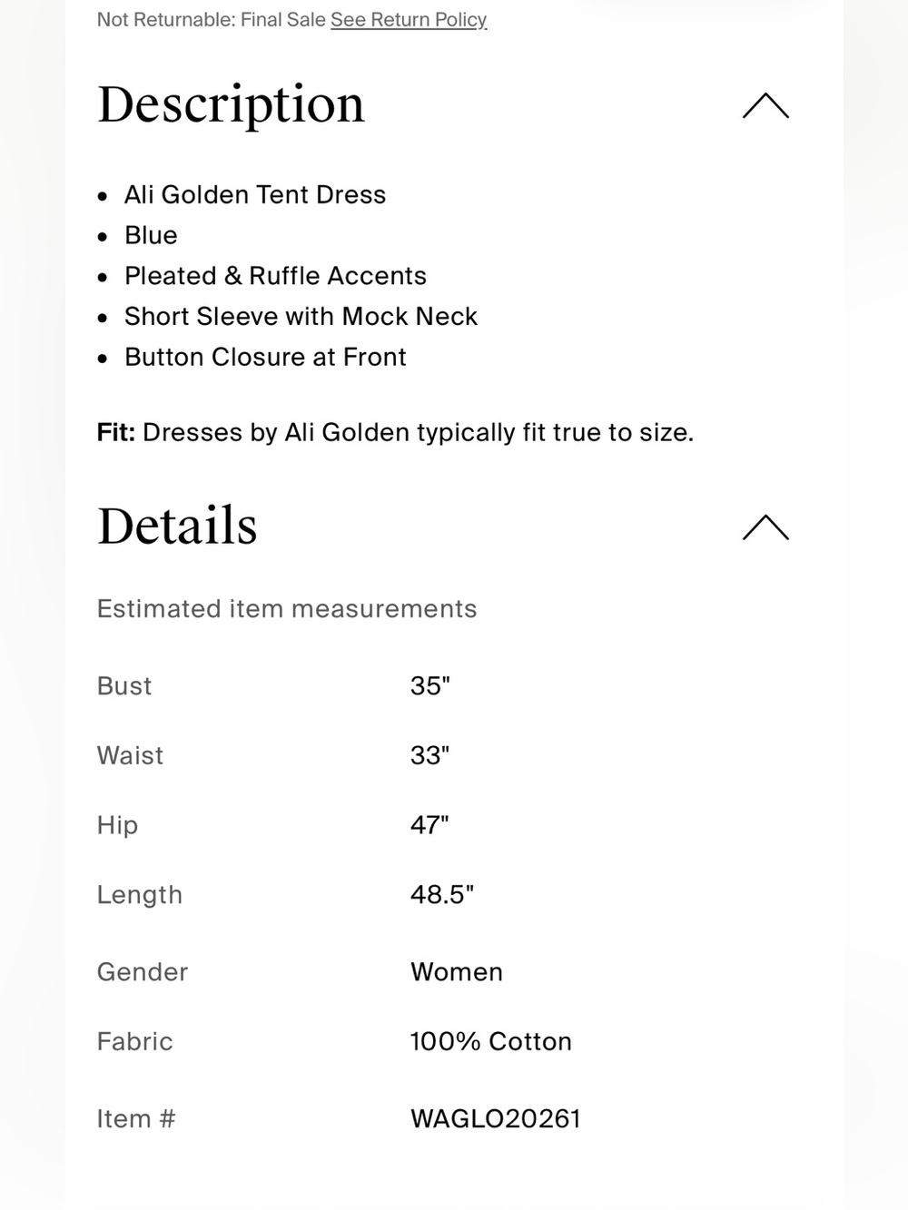 Ali Golden Dress like new - Picture 6 of 6